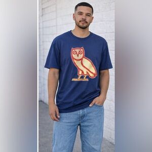 OVO Navy Blue Short Sleeve Tee with Red Owl